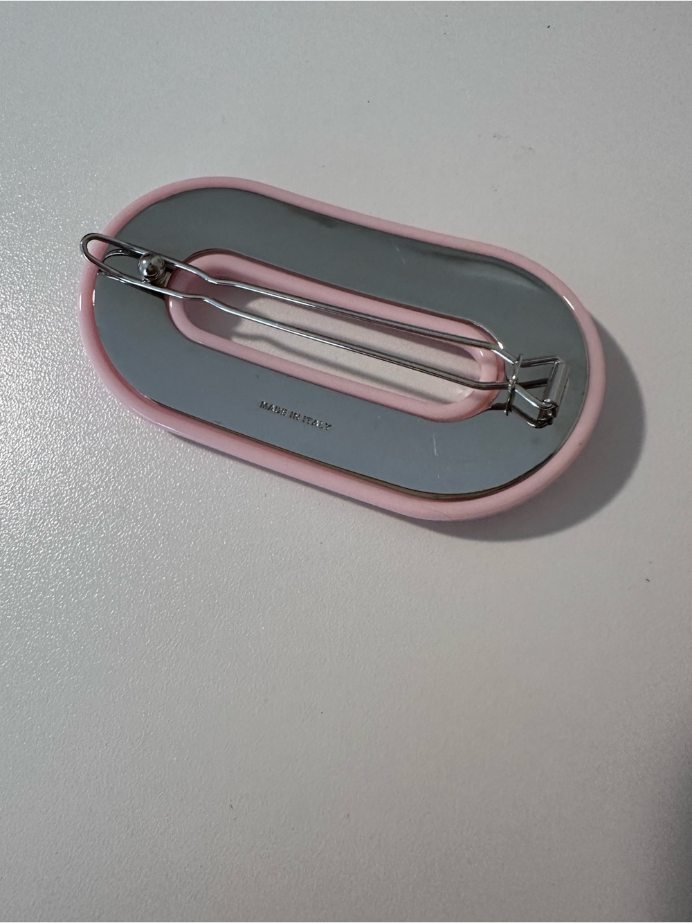 Miu Miu Pink Enamel Logo Hair Clip full inclusion - Picture 6 of 11